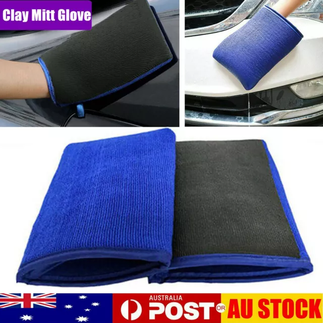 Reusable Clay Mitt Glove Car Polish Clay Bar Detailing Glove Microfiber Wash AU