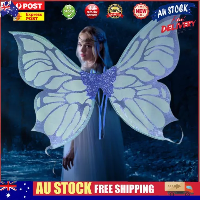 Glowing Angel Wings Ornament Kids Girls Gifts Fairy Butterfly Wings (Blue)