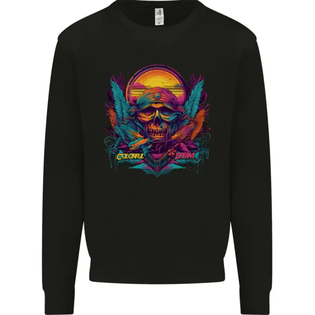 Colourful Dream Sunset Skull Kids Sweatshirt Jumper