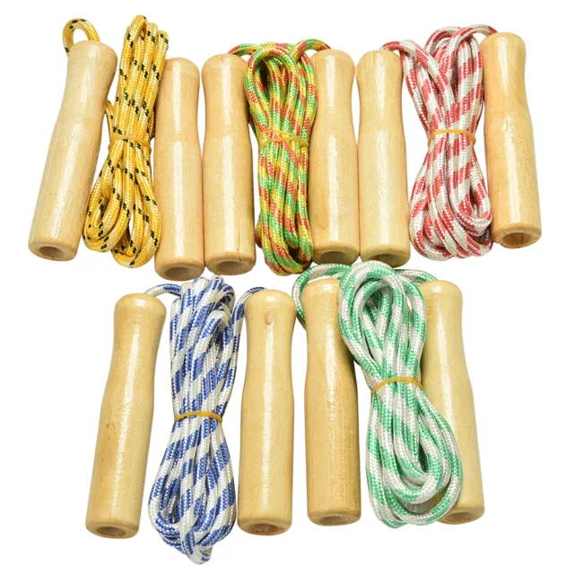 Kids Skipping Rope Wooden Handle Jump Play Sport Exercise Workout Toy AOFSH#km