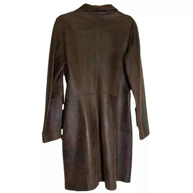 Andrew Marc genuine leather suede long jacket in chocolate brown women's size M 2