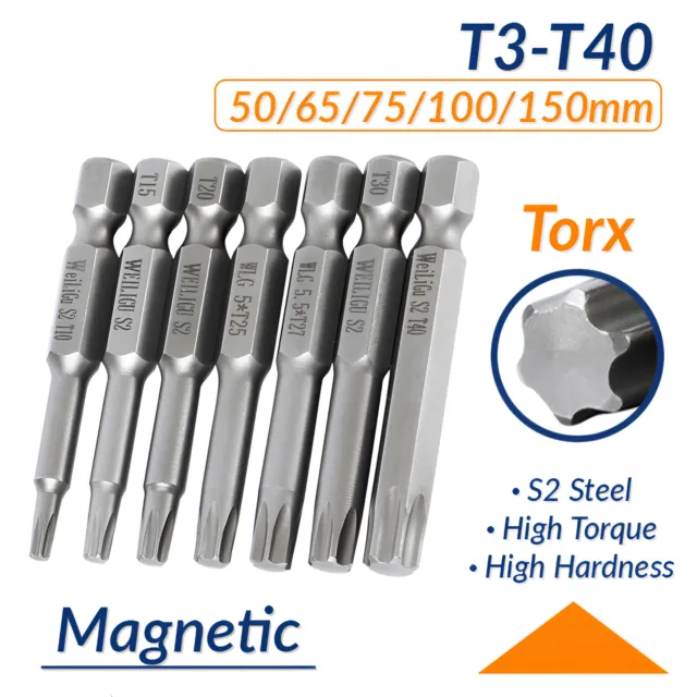 Magnetisch Torx Bit Set Schraubendreher Torx Bitsätze 50mm Lang S2-Stahl