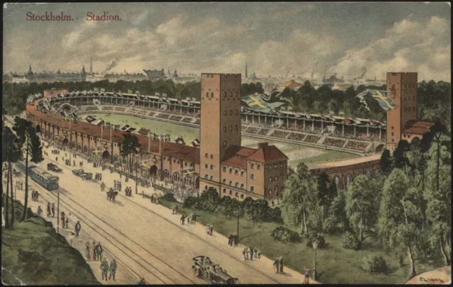 Stockholm Olympics - 'Stadium' (1912) - Used Postcard