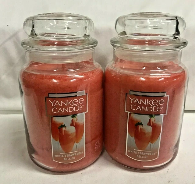 YANKEE CANDLE (2) WHITE STRAWBERRY BELLINI 22 oz Large Jar Candle TWO
