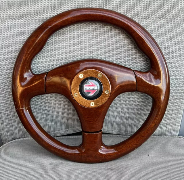 Vintage Classic Momo Wood Steering Wheel & Horn Button Suits Mazda-Holden-Ford