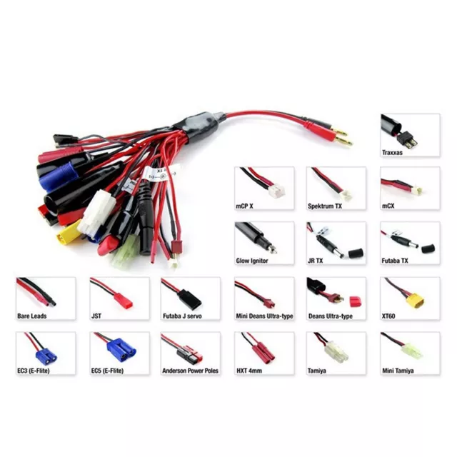 19 in 1 RC Lipo Battery Multi Charger Adapter Lead Cable for Tamiya RC Car* Y4