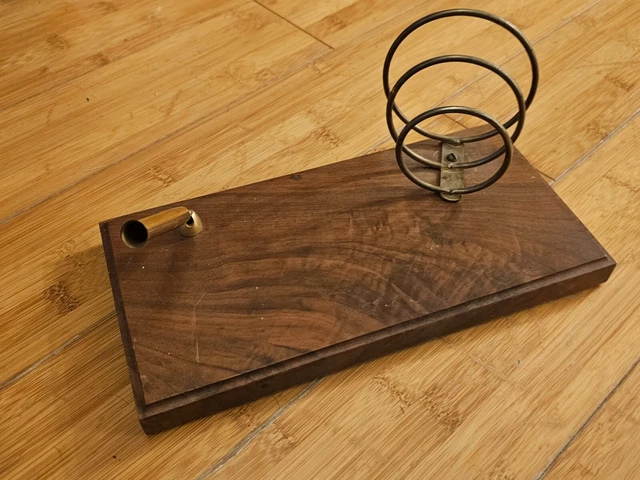 Vintage Walnut Executive Desk Organizer Pen Mail Holder 4.5" x 9.5"