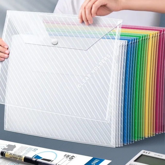 1-20x A4 Plastic wallets Stud Document Wallet Files Folders Filing School Office