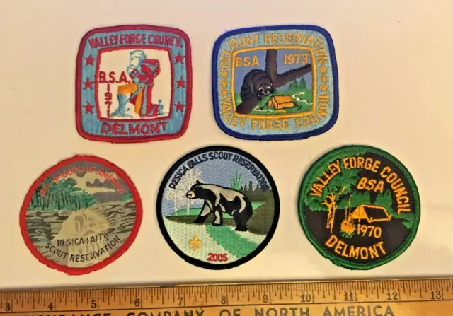 Lot of BSA Camp Delmont, Resica Falls Valley Forge Council Patches New and Used