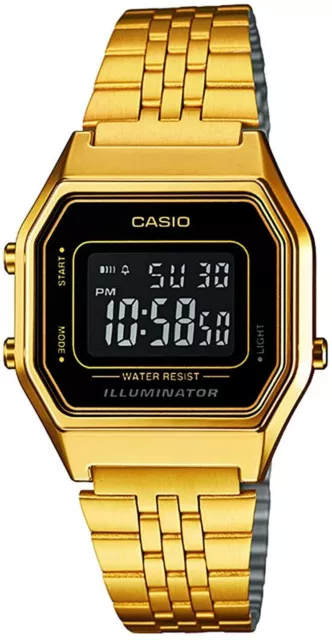 Casio Women's Illuminator Digital Gold Tone Stainless Steel Watch LA680WGA-1B