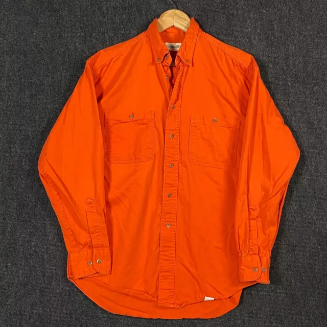 St John's Bay Mens Twill Medium Long Sleeve Button Down Shirt Orange Regular Fit