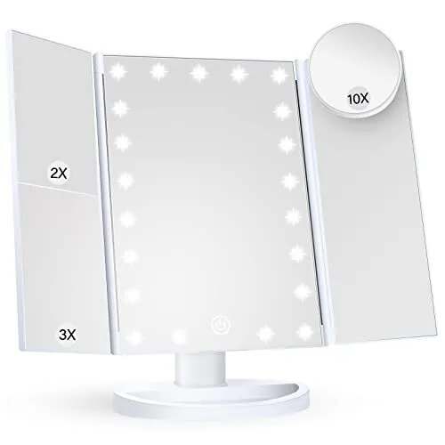 Espejo de tocador espejo de maquillaje con luces 2X 3X 10X surtidos de colores