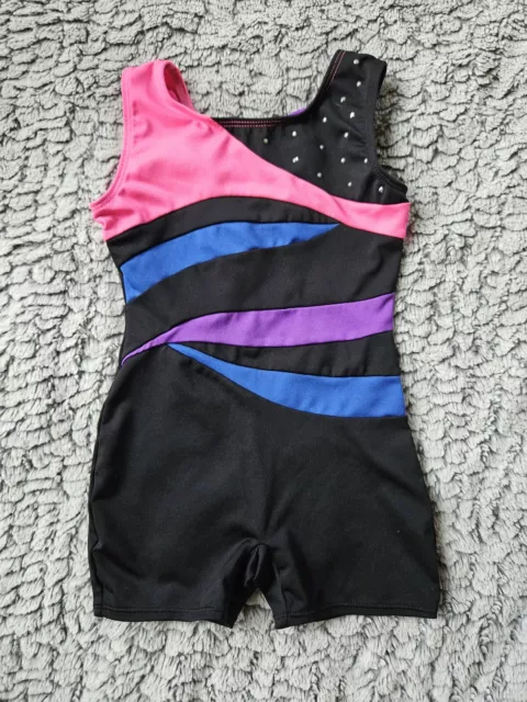 Freestyle Danskin Leotard Gymnastics Dance Unitard Pink Black Size 4-5