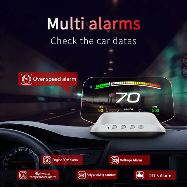 Universal Car OBD2 Head Up Display Navigation Mirror GPS Projection Speedometer