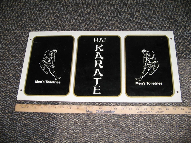 Hai Karate 1960s vintage men's cologne fiberboard store display sign