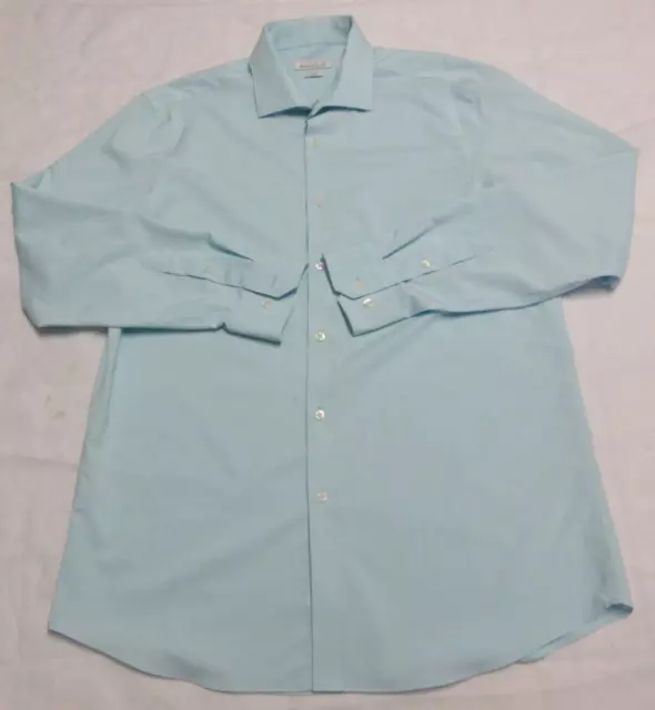 Perry Ellis Portfolio Men's Slim Fit Button-Up Blue Shirt Size 16  1/2   34/35