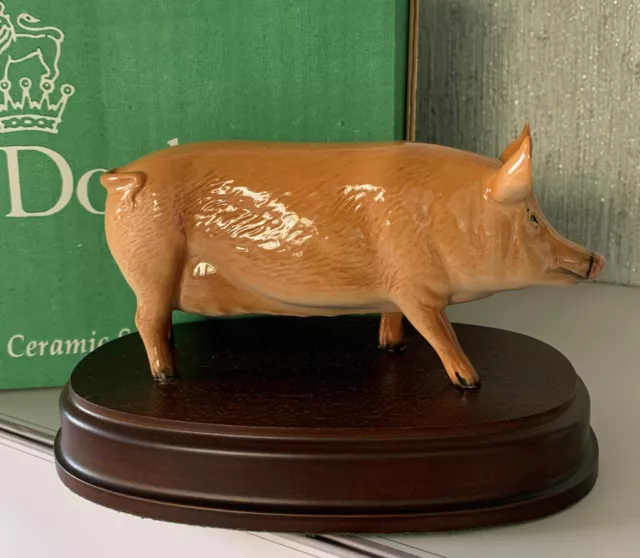 ROYAL DOULTON  PIG  TAMWORTH PIG ON PLINTH MODEL No. DA 215 GLOSS FINISH PERFECT