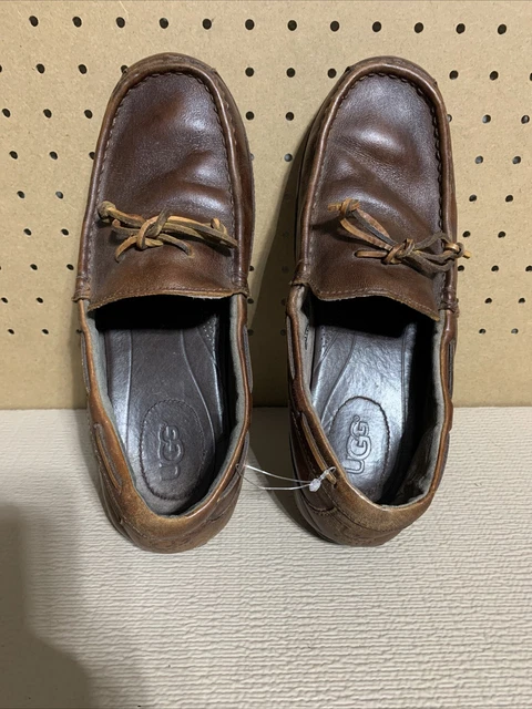 UGG AUSTRALIA CHESTER Woven Mens Leather Loafers, 10, Brown  display picture 3