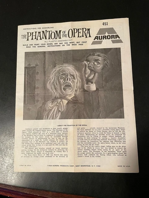 AURORA THE PHANTOM of The Opera 1963 Kit No.428-98 Box only