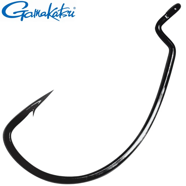 Gamakatsu EWG SL Hook Worm Offset schwarz - Offsethaken, Wide Gap Raubfischhaken