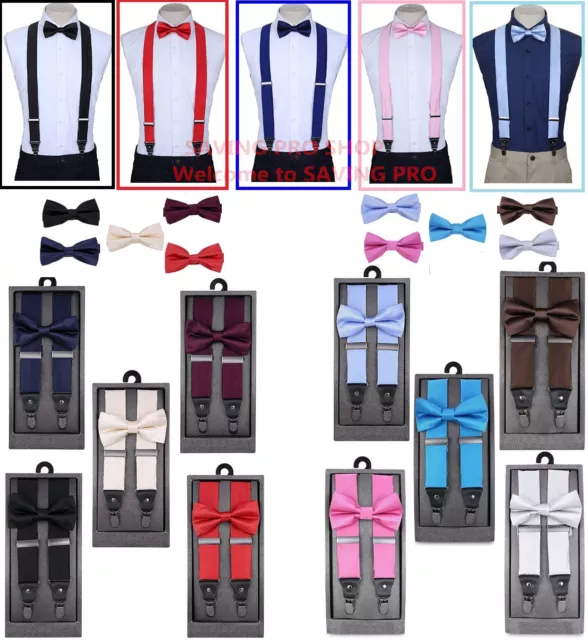 SUSPENDERS and BOW TIE COMBO SET-Tuxedo Classic Wedding Costume Tux Prom