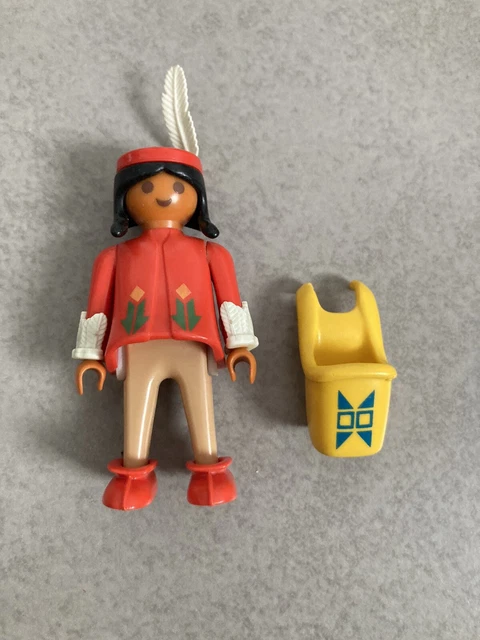 Figurine PLAYMOBIL Vintage Western - Femme Squaw Avec Accessoires, Du Set 3733 De 1989, En Bon état