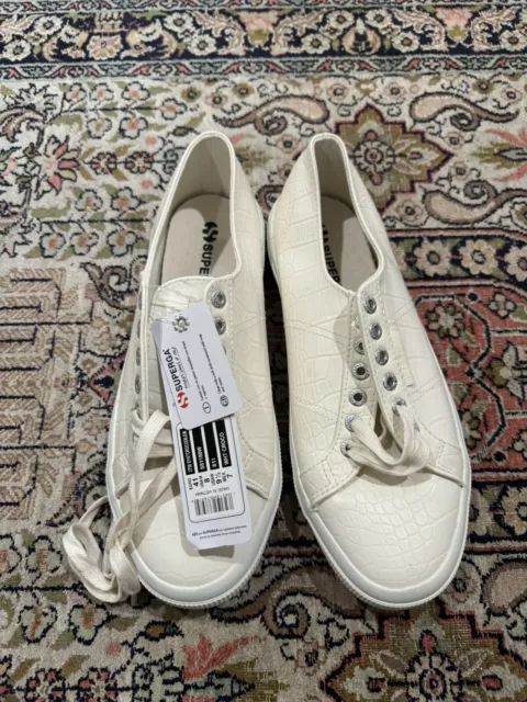 Superga Croc embossed Cream Sneakers Women’s 41 USA 10 Medium NWT