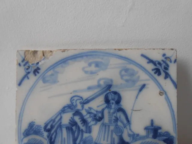 Antique Dutch Delft Blue. Biblical Tile. 17th 18th Century...Pottery...j... 3
