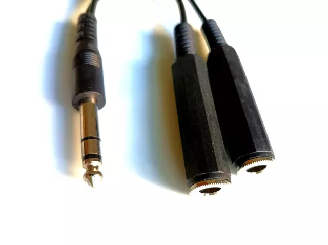 Klinke Y Kabel  Adapter 2 Buchse 6,3mm an auf zu Klinken Stecker STEREO AUX 2