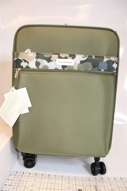 Samantha Brown NEW Olive Geo Camo 2PC Set Carry On/Tote Bag Luggage S7655-35-2PC 3