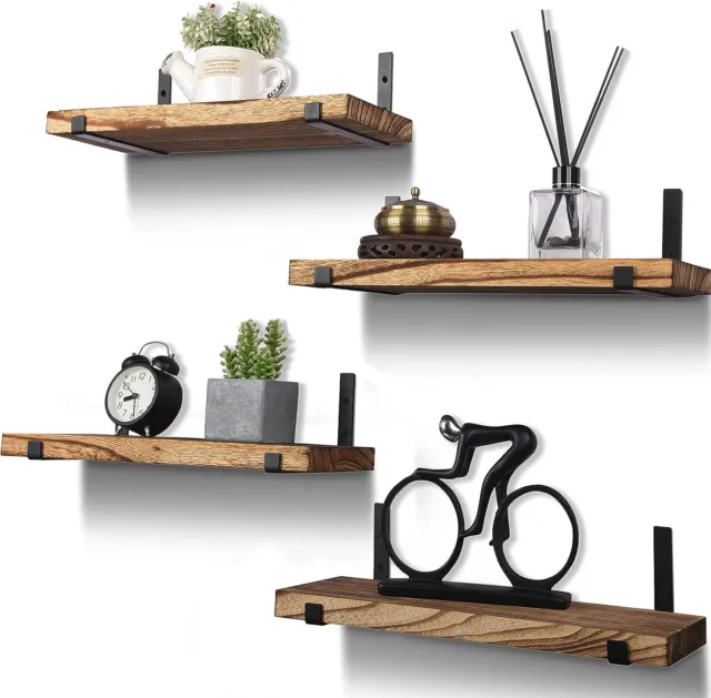 Rustic Wood Floating Shelves for Wall Decor Farmhouse Wooden Wall Shelf for Bath