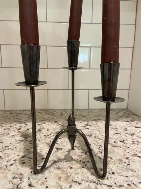 Silver Plate Danish Three Part MCM Candelabra