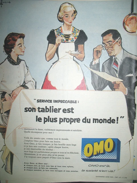 PUBLICITE DE PRESSE Omo Lessive Illustration Pierre Couronne French Ad ...