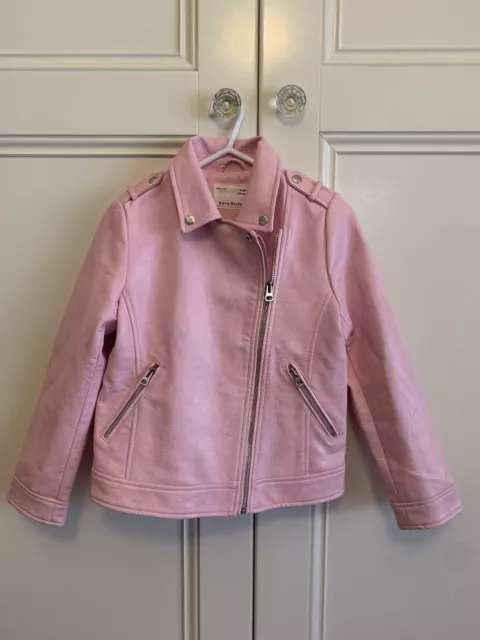 ZARA Girls Size 9 Pink Faux Leather Jacket Barbie Style