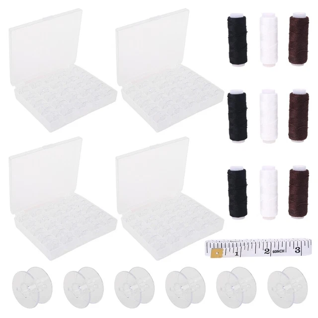 100PCS CLEAR SEWING Machine Spools with Sewing Thread Measuring Tape £