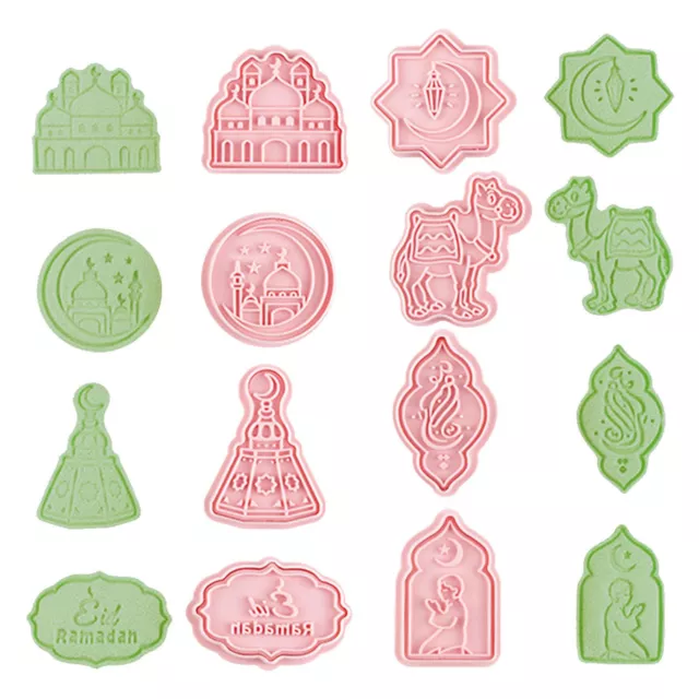 Eid Cookie Mould 8PCS Eid Biscuit Embossing Fondant 3D Baking Mold Tool Funny