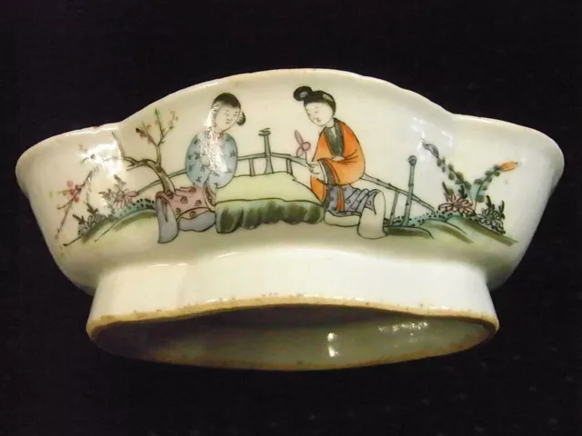 Ancien Ravier Creux Coupe Ovale Plat  Porcelaine Asiatique Chine China