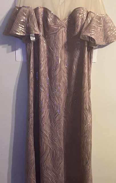 Tadashi Shoji Vintage Rose Pink Sequin Lace Sheer Cocktail Dress US XXL/ UK 24Q