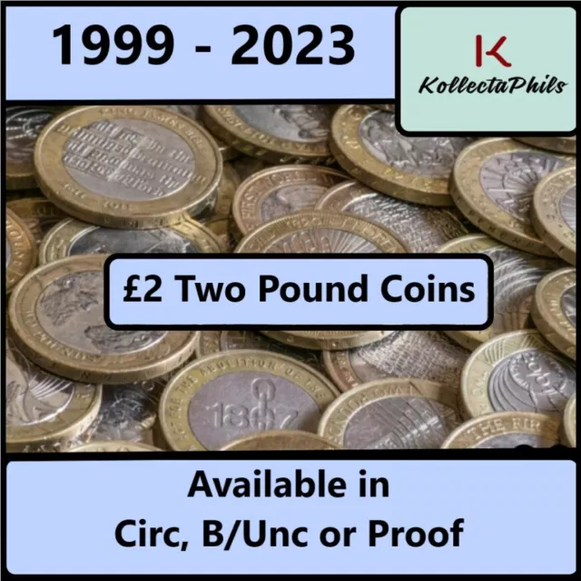 Two £2 Pound Coin UK Commemorative Coins BU Bunc Proof Circulated 1999 - 2023