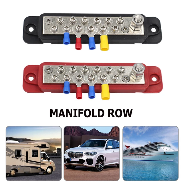 DC 48V 12P Wiring Bars Busbar with Covers + Ring Terminals for Automobiles Yacht 3