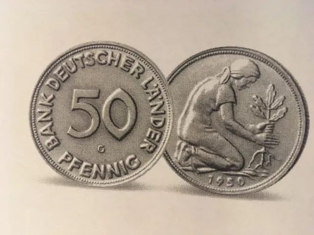 50 Pfennig Bank Deutscher Länder 1950 G " Seltenste Münze der BRD "