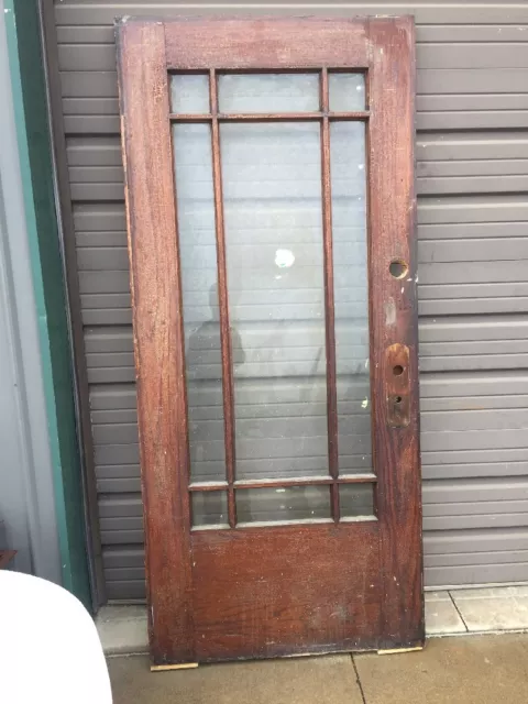 An 67 Antique Oak Flat Glass Entrance Door 35 And Three-Quarter By 79.5