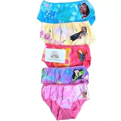DISNEY PRINCESS KNICKERS Underwear Briefs Girls Kids Childrens 5 Pack ...