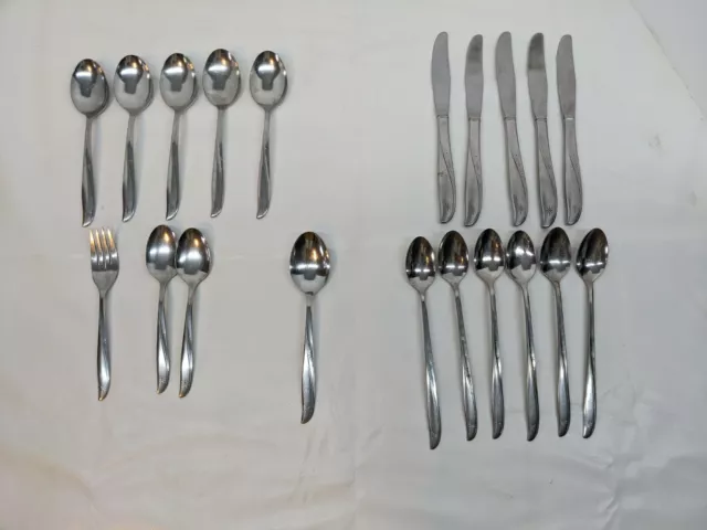 20 Peices Oneida Community Stainless Flatware TWIN STAR Mid Century Atomic