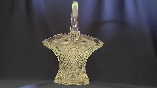 Vintage Large Clear Pressed Glass Bridal Basket, Unknown Maker
