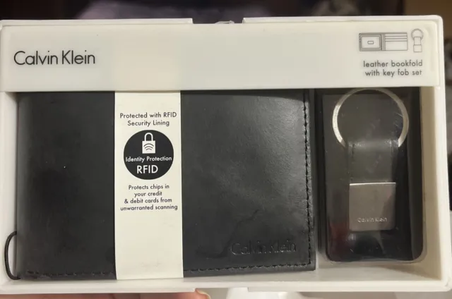 Calvin Klein Mens Bookfold Wallet and Key Fob Set