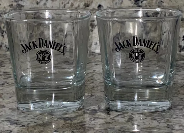 Jack Daniels Old No. 7 Brand Whiskey Lowball Rocks Glasses Embossed LOT Of 2