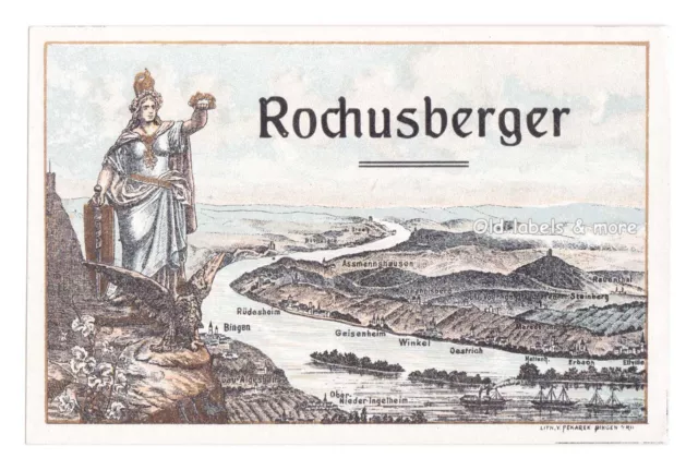 x5667 Weinetikett (Bingen) ROCHUSBERGER  ~1900 wine label étiquette vin