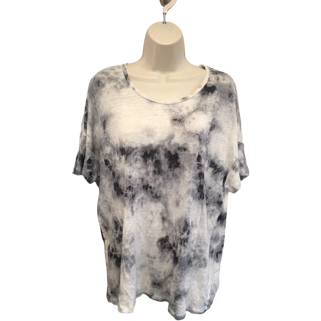 Majestic Paris X Neiman Marcus 100% Linen Jersey Knit Tie Dye Tee Top Size 3 L