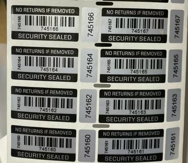 Tamper Proof No Returns If Removed Label Warranty Void Stickers Security Seal